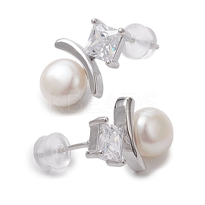 Natural Pearl Ear Studs EJEW-P286-25P-1
