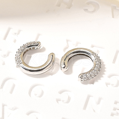 Cubic Zirconia C-Shaped Cuff Earrings EJEW-G295-19P-04-1