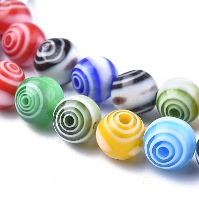 Handmade Millefiori Glass Round Beads Strands X-LK-R004-93-1