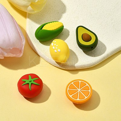 5Pcs 5 Styles Food Grade Eco-Friendly Silicone Focal Beads SIL-FS0001-03-1