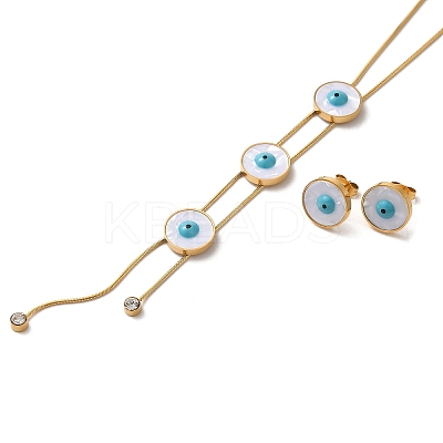 Ion Plating(IP) Evil Eye 304 Stainless Steel Jewelry Set SJEW-H306-04G-1