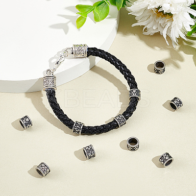 10Pcs Column with Paw Print 304 Stainless Steel European Beads STAS-UN0060-10-1