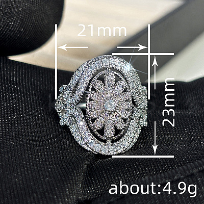 Brass Micro Pave Cubic Zirconia Finger Rings for Women FS-WGE2DD0-04-1