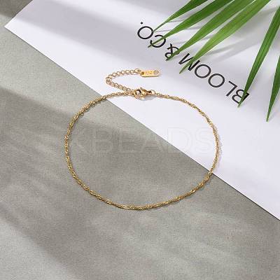 PVD Vacuum Plating 304 Stainless Steel Singapore Chain Anklets AJEW-AN00440-1