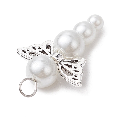 Pearlized Glass Pearl Bead Pendants PALLOY-JF03203-06-1