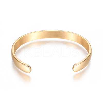 Ion Plating(IP) 304 Stainless Steel Cuff Bangles STAS-I110-10-8mm-G-1