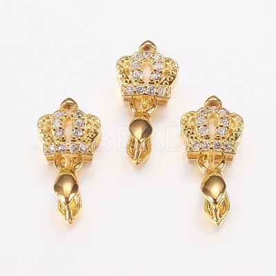 Long-Lasting Plated Brass Micro Pave Cubic Zirconia Ice Pick Pinch Bails ZIRC-F069-22G-1