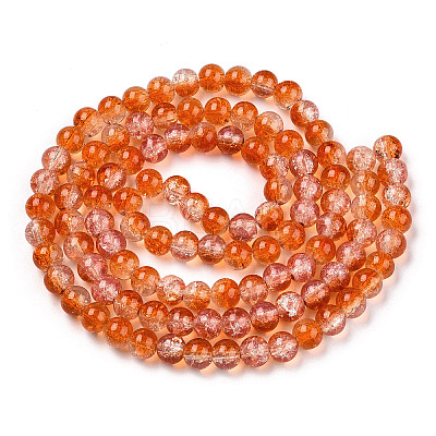 Transparent Crackle Baking Paint Glass Beads Strands DGLA-T003-01A-11-1