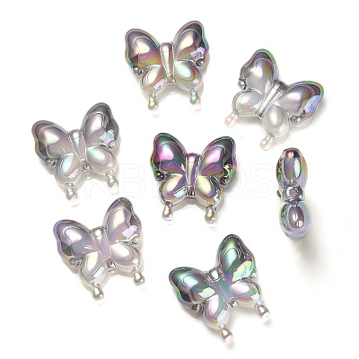 UV Plating Rainbow Iridescent Acrylic Beads X-OACR-G012-09-1