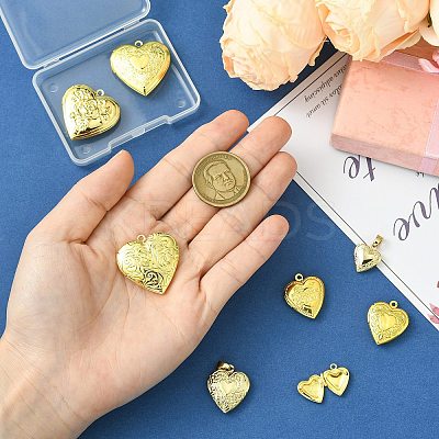 8Pcs 8 Styles Brass Locket Pendants KK-CJ0003-60-1