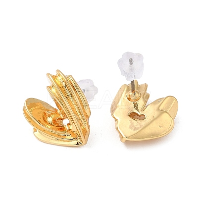 304 Stainless Steel Heart Stud Earrings for Women AJEW-Z009-04B-G-1