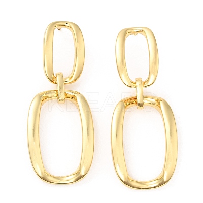 Brass Oval Dangle Stud Earrings Findings KK-Q780-03G-1