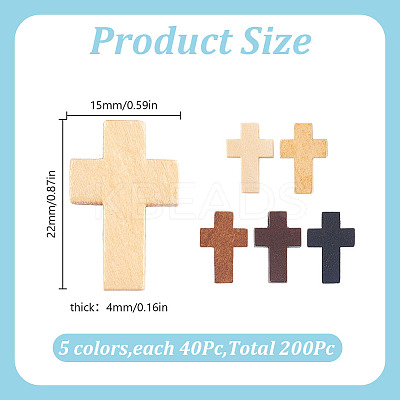 200Pcs 5 Colors Wooden Pendants WOOD-GO0001-19-1