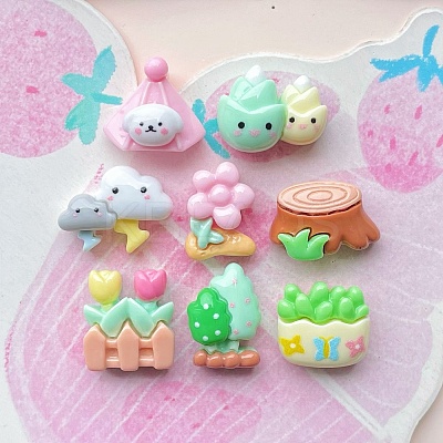 Opaque Resin Cabochons RESI-I068-08-1