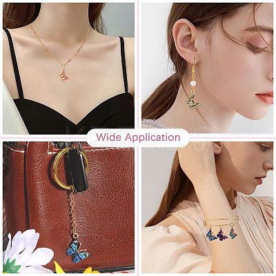 45Pcs 9 Colors Light Gold Alloy Enamel Pendants ENAM-SZ0004-07-1