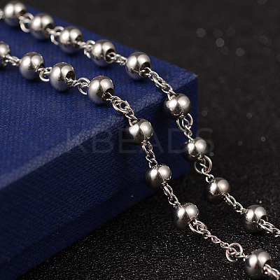 Tarnish Resistant 201 Stainless Steel Rosary Bead Necklaces NJEW-L427-22P-1
