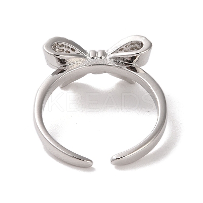 Brass Micro Pave Cubic Zirconia Open Cuff Ring RJEW-K256-58D-P-1