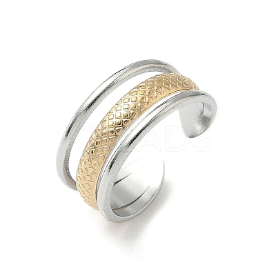 304 Stainless Steel Double Color Cuff Rings RJEW-S635-01GP-A-1