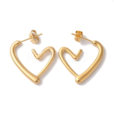 Heart Ion Plating(IP) 304 Stainless Steel Stud Earrings for Women EJEW-L287-027G-1
