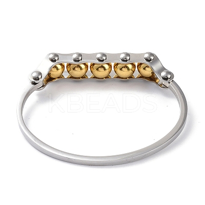 Round Beaded 304 Stainless Steel Bangles BJEW-G700-08GP-1