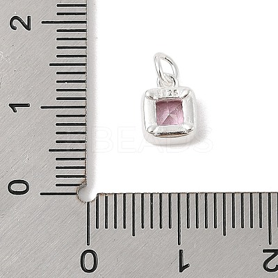 925 Sterling Silver Pave Cubic Zirconia Square Charms with Jump Rings and 925 Stamp STER-D288-05S-02-1