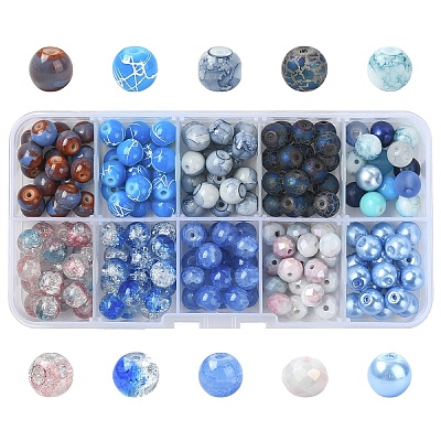 200Pcs 10 Styles Drawbench Glass Beads Strands DGLA-YW0001-51-1