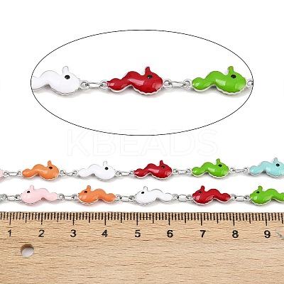 304 Stainless Steel Enamel Sea Horse Link Chains CHS-F023-01L-P-1