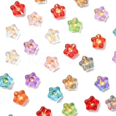 80Pcs 10 Colors Electroplate and Golden Metal Enlaced Glass Beads EGLA-FS0001-56-1