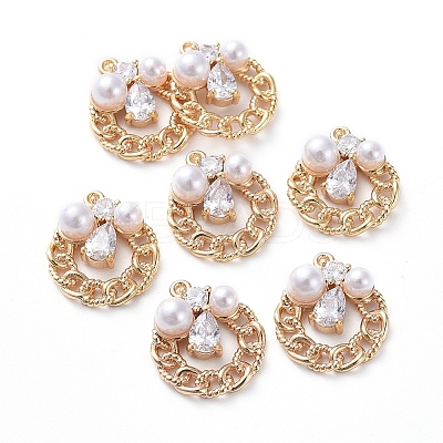 Brass Micro Pave Cubic Zirconia Pendants KK-E783-05G-1
