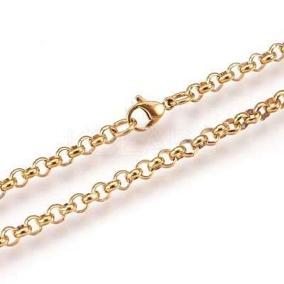 304 Stainless Steel Rolo Chain Necklaces NJEW-G313-13G-1