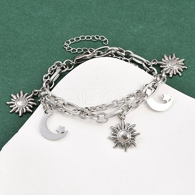 304 Stainless Steel Multi-strand Bracelets BJEW-P365-01P-1
