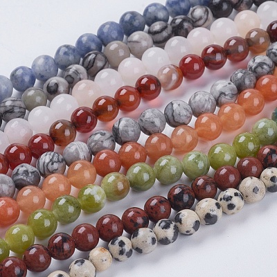 Natural Mixed Gemstone Beads Strands G-G151-6mm-M1-1