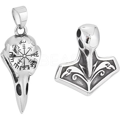2Pcs 2 Style 316 Surgical Stainless Steel Pendants STAS-UN0039-75-1