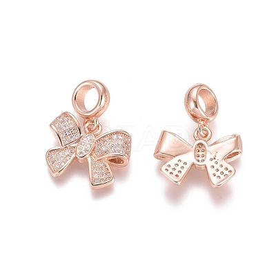 Brass Micro Pave Cubic Zirconia European Dangle Charms X-ZIRC-E163-15RG-1