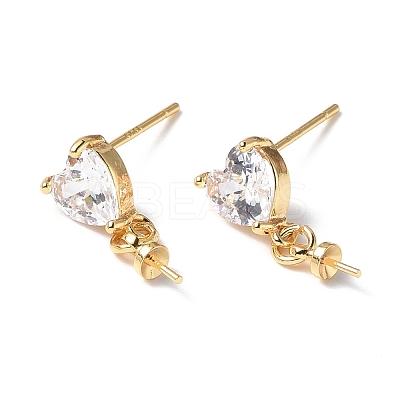 Brass Glass Rhinestone Stud Earrings Findings KK-B063-02G-01-1