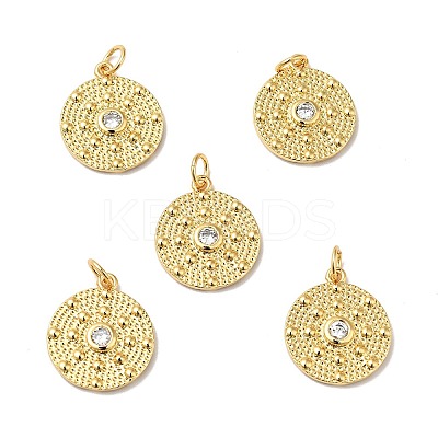 Rack Plating Brass Micro Pave Clear Cubic Zirconia Pendants KK-H431-21G-1