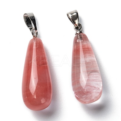 Cherry Quartz Glass Pendants G-F707-09-1