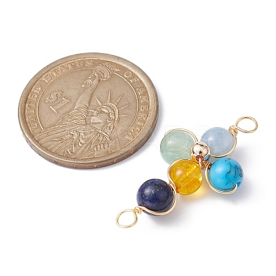Mixed Gemstone Connector Charms PALLOY-JF02224-02-1