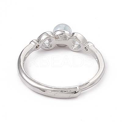 Heart Natural Aquamarine Adjustable Rings RJEW-G273-13P-02-1