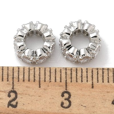 Brass Micro Pave Clear Cubic Zirconia Rondelle European Beads LS-KK-L224-034P-1