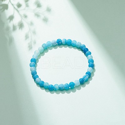 Natural Weathered Agate(Dyed) Round Beaded Stretch Bracelet BJEW-JB08363-03-1