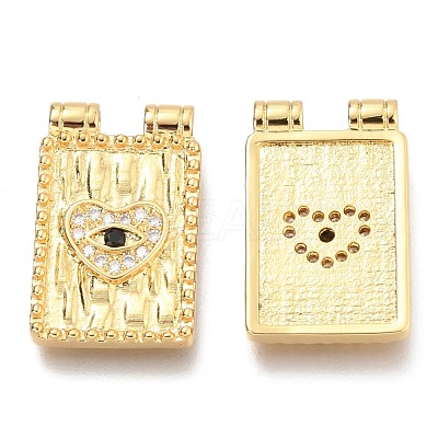 Brass Micro Pave Clear & Black Cubic Zirconia Pendants ZIRC-O036-54G-1