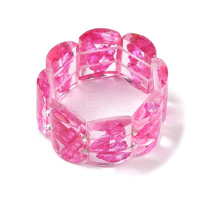 Epoxy Resin Dyed Natural Imperial Jasper Flat Rectangle Beaded Stretch Bracelets for Women BJEW-G698-02A-1