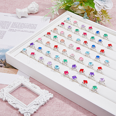 50Pcs Rhinestone Adjustable Rings RJEW-FI0001-06-1