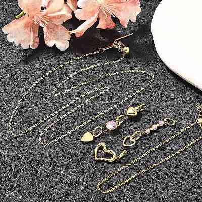 Cubic Zirconia & Glass Heart Pendant & Necklaces & Bracelets Sets SJEW-Q002-08G-1