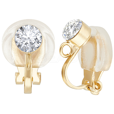 36Pcs 2 Style Brass with Crystal Rhinestone Clip-on Earring Findings KK-BBC0010-59-1