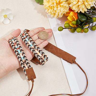 Imitation Leather Braided Southwestern Cowboy Hat Belt DIY-WH0449-03-1