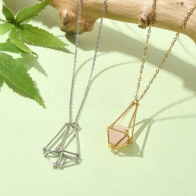 2Pcs 2 Style Brass Macrame Pouch Empty Stone Holder for Pendant Necklaces Making NJEW-JN04566-1