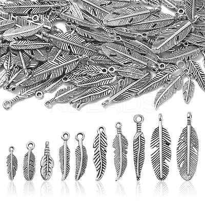 100Pcs 10 Styles Tibetan Style Alloy Pendants TIBEP-CJ0001-64-1