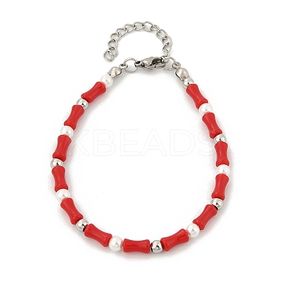 304 Stainless Steel Beaded Bracelets for Women BJEW-M056-08P-02-1